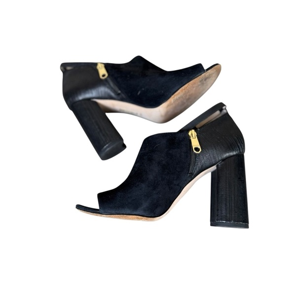 Louise Et Cie Women's Lo-Keran Open Toe Booties 9M Black Suede 4" Block Heel - Picture 1 of 10